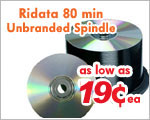 Ridata 80 min Unbranded Spindle - 19 cents each