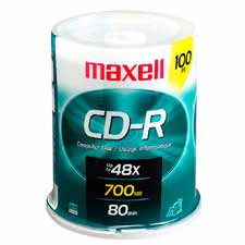 Maxell 648200 CD-R 700MB 80 min Branded 48x 100pk