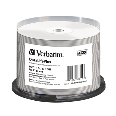 Verbatim 43754 DVD+R DL 8.5GB 8X DataLifePlus White The