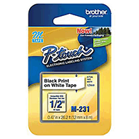 Brother M231: Label Tape, White, 0.50 ft x 26.2 ft Brother M231: Label Tape, White, 0.50 ft x 26.2 ft