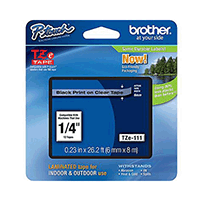 Brother TZE111: Label Tape, Clear 0.25 Brother TZE111: Label Tape, Clear 0.25