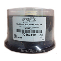 MAM-A 163119: 4.7GB DVD-R No Logo Top in Cakebox MAM-A 163119: 4.7GB DVD-R No Logo Top in Cakebox