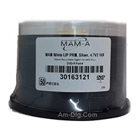 MAM-A 163121: 4.7GB DVD-R White InkJet Printable MAM-A 163121: 4.7GB DVD-R White InkJet Printable