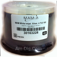 MAM-A 163228: DVD+R 4.7GB InkJet White Printable MAM-A 163228: DVD+R 4.7GB InkJet White Printable