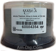 MAM-A 84354: DVD-R 4.7GB Prism Thermal S&G Alloy MAM-A 84354: DVD-R 4.7GB Prism Thermal S&G Alloy
