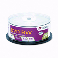 Verbatim 95179: DVD-RW Discs 4.7GB 2x Spindle 30pk Verbatim 95179: DVD-RW Discs 4.7GB 2x Spindle 30pk
