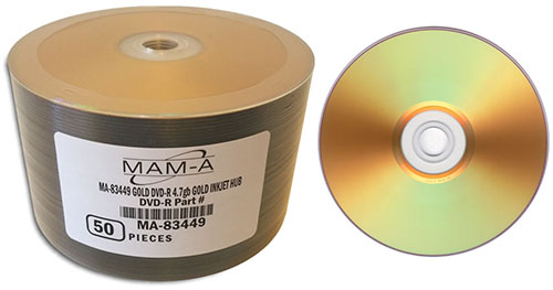 Gold CD-R - 700mb White Inkjet hub 43816