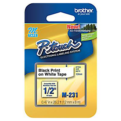 Brother M231: Label Tape, White, 0.50 ft x 26.2 ft from Am-Dig
