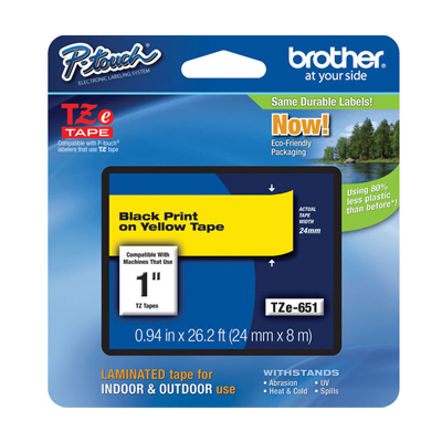 Brother TZE651: Label Tape, Yellow, 1 Width x 26.2 from Am-Dig