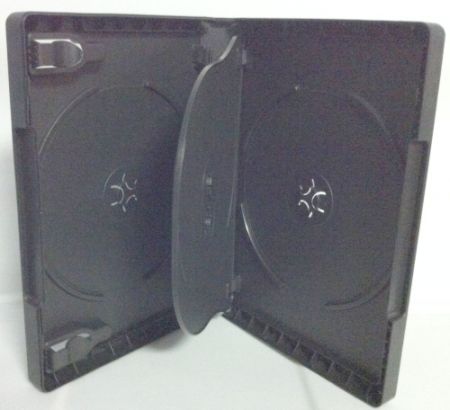 DVD Case - Black Quad 27mm With Flip Tray & Clips from Am-Dig