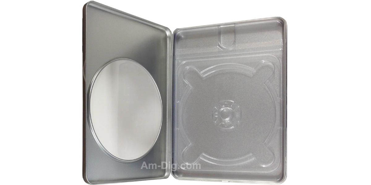 Images of the Tin DVD/CD Case Rectangular with Window Clear Tray