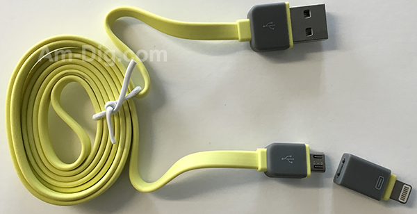 Earldom WZNB-21: 2 in 1 iPhone & Micro USB -Yellow from Am-Dig