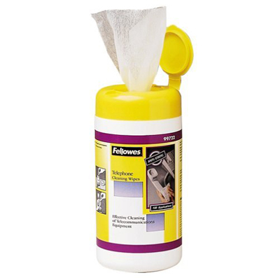 Fellowes 99722: Telephone Cleaning Wipes, 100/Tub