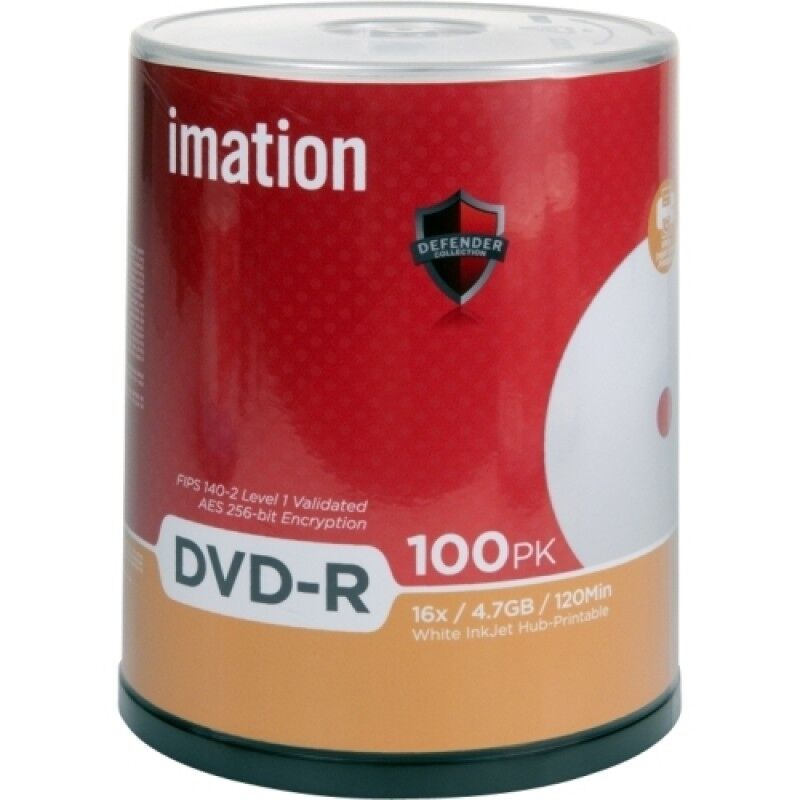 Imation 29909 DVD-R 4.7GB 16X White Thermal Hub Printab