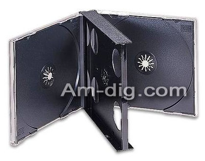 CD Jewel Case - Black 4 Disc Holder - Unassembled from Am-Dig