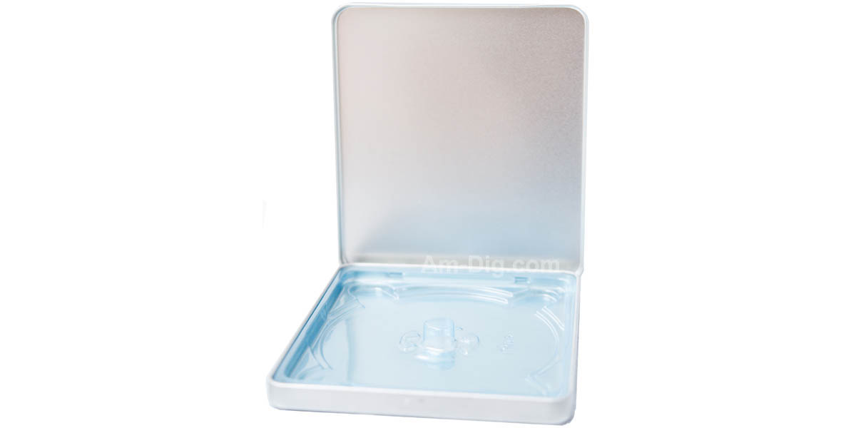 Images of the Tin CD/DVD Case Square Style no Window Blue Tray