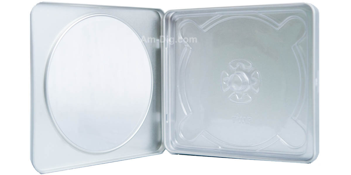 Tin CD/DVD Case Square Style w/ Window Clear Tray from American