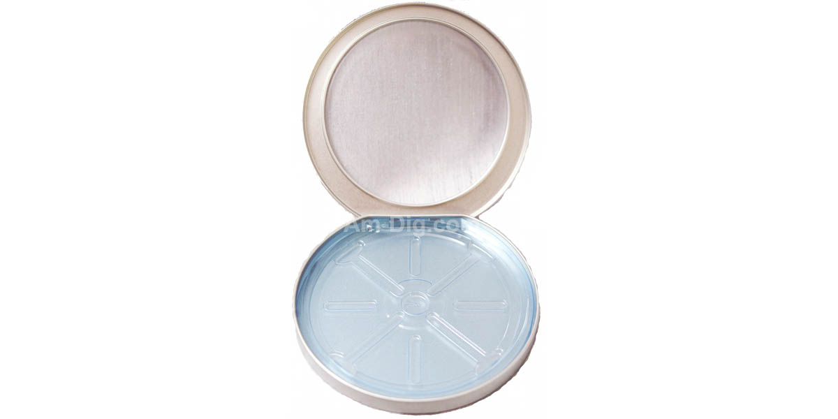 Images of the Tin CD/DVD Case Round D-Shape w/ Window Blue Tray