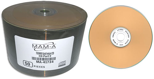 Gold CD-R - 700mb Clear Inkjet 41734