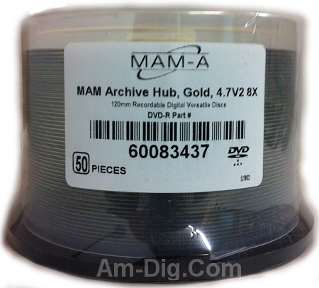 Gold CD-R - 700mb White Inkjet hub 43816