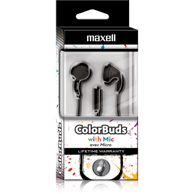 Maxell Ear Buds, 199708, CBM-BLK, Color buds w/ MIC, Bl