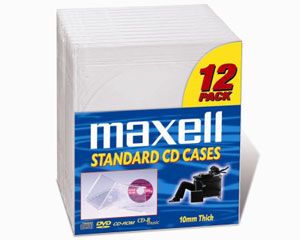 Maxell CD-360 Storage Case Jewel Box Clear 12pk