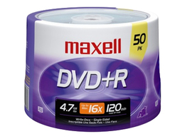 Maxell 639013 DVD+R 4.7GB 16x Branded 50pk Spindle  from Am-Dig
