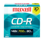 Maxell CD-R, 700mb, 48x, 80 min, Branded, Slim Jewel, 10pk from Am-Dig