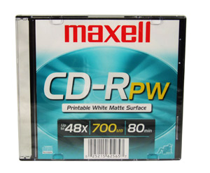 Maxell CD-R 80 min White IJ printable Slim Jewel from Am-Dig