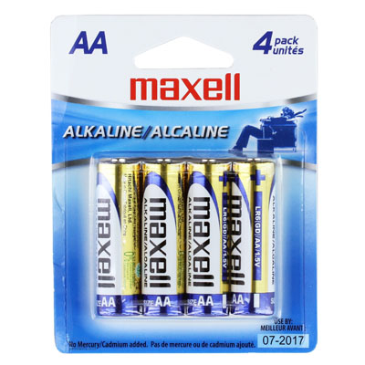 Maxell Alkaline Batteries AA, Cell LR6 4BP, 4PK