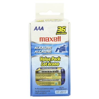 Maxell 723815 Alkaline Batteries AAA LR03 36pk