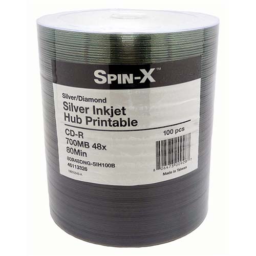 Prodisc / Spin-X 46113326: CD-R 48x Silver Inkjet from Am-Dig