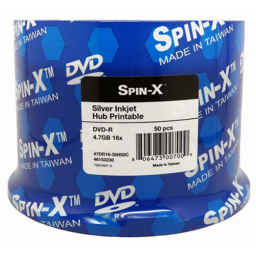 Prodisc / Spin-X 46153230: DVD-R 16x Silver Inkjet from Am-Dig