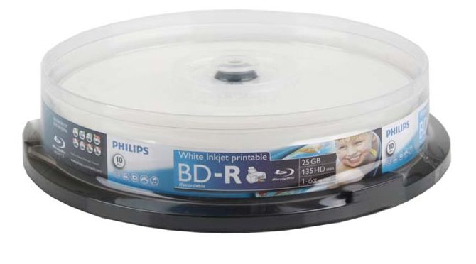 Philips BD-R 25GB 6x White InkJet HubPrint in Cake from Am-Dig