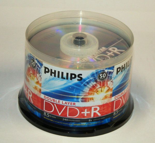Philips DR8S8B50F/17 DVD+R Dual Layer 50-Cakebox   from Am-Dig