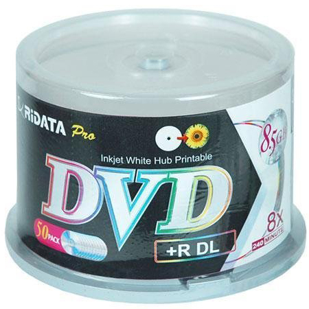 Ritek DL DVD+R 8X White Inkjet Hub Printable from Am-Dig