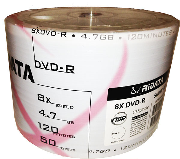 Ridata/Ritek Shiny Silver 8x DVD-R Spindle from Am-Dig