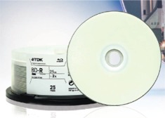 TDK Blu-ray, Single Layer, 25GB, WHT IJ Pro Hub Printab
