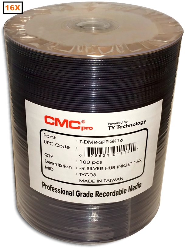 Taiyo Yuden / CMC DVD-R 16x Inkjet Silver HubPrint from Am-Dig