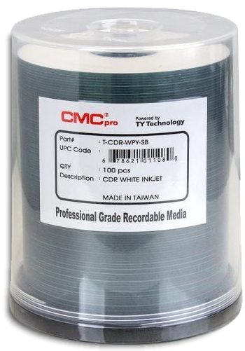 Taiyo Yuden / CMC 80 Min Inkjet White Spindle from Am-Dig