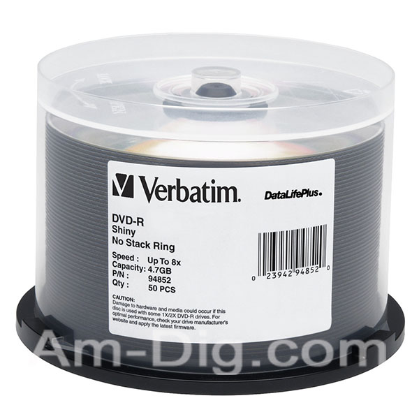 Verbatim 94852: Shiny Silver 8x DVD-R (minus) from Am-Dig