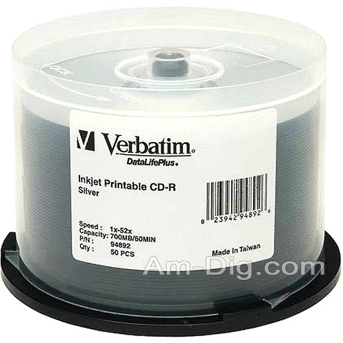 You may also be interested in the Verbatim 94798: 700MB / 80 min Silver InkJet.