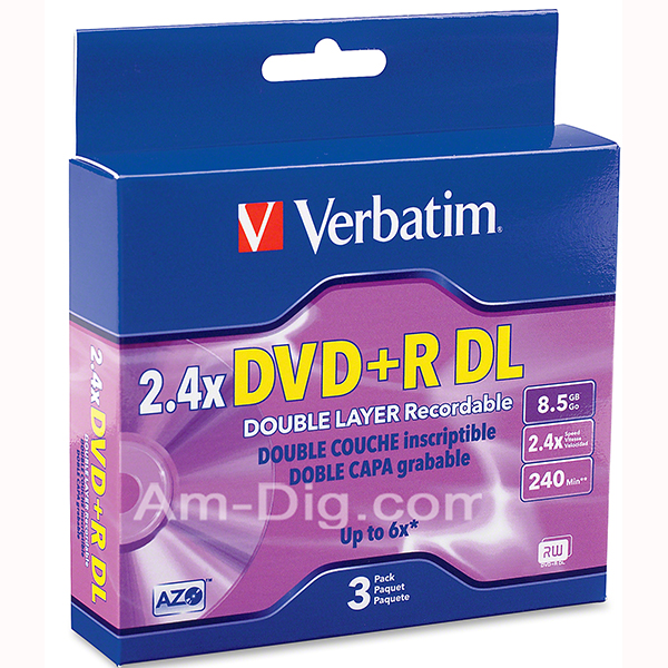 Verbatim 95014: Dual Layer 2.4x - 6x DVD+R in Case from Am-Dig