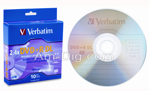 Verbatim 95166: DVD+R Dual Layer 8.5GB 2.4x - 6x from Am-Dig