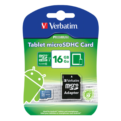 Verbatim 44043 Tablet Micro SDHC Memory Card 16GB from Am-Dig