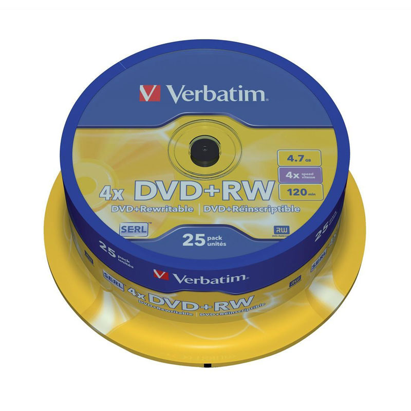 Verbatim 43489 DVD+RW 4.7GB 4X DataLifePlus Branded 25p