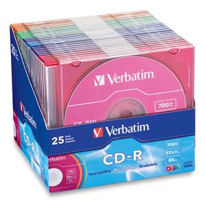 Verbatim 94611 CDR 700MB 52x with Color-25pk Slim