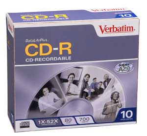 Verbatim 94760 AZO CD-R 700MB 52x DLP-10pk Slim