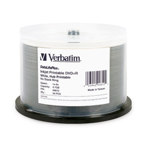 Verbatim 94812 Inkjet White 8x DVD+R (plus)