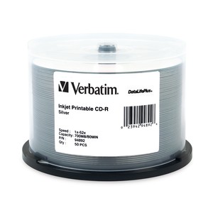 Verbatim 94892 CD-R 700MB 52X Silver IJP 50spin from Am-Dig